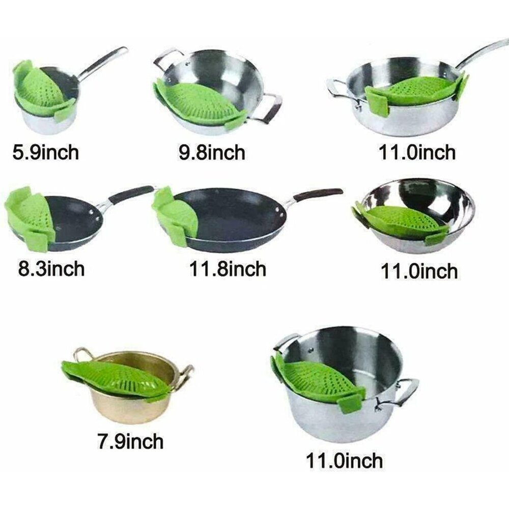 2 Pcs Clip on Strainer, Pot Strainer for Pasta Meat Vegetables Fruit, Silicone S - Picture 5 of 6